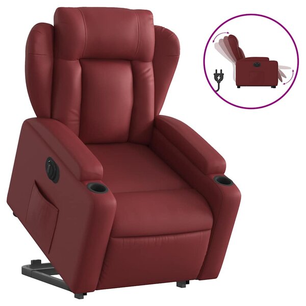 vidaXL Fauteuil inclinable électrique rouge bordeaux similicuir