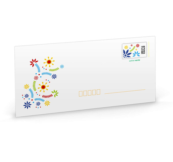 Prêt-à-Poster Festif - Format DL - Lettre Verte - 20g - Enveloppe à l'unité