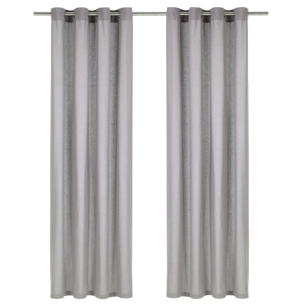 vidaXL Rideaux avec anneaux en métal 2 Pièces Coton 140x245 cm Gris