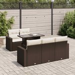 vidaXL Salon de jardin avec coussins 6 Pièces marron résine tressée