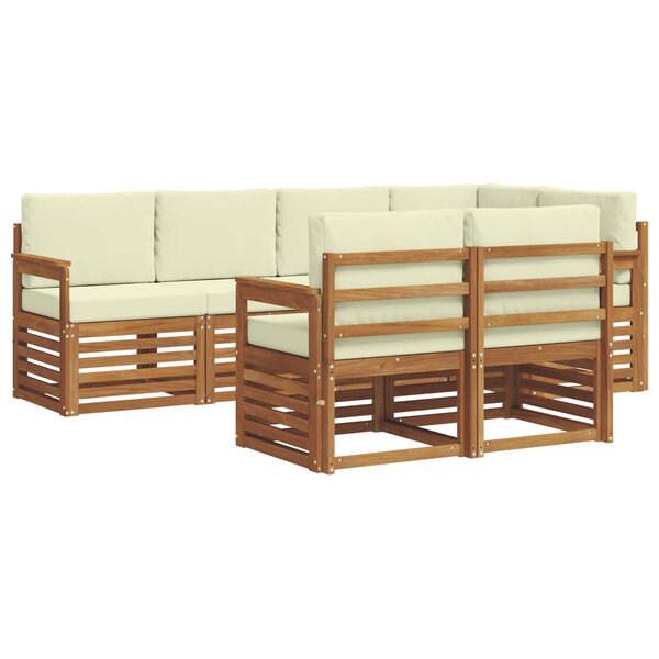 vidaXL Ensemble de canapé d'angle avec coussin 7 Pièces Naturel et Crème