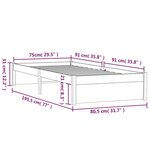 vidaXL Cadre de lit bois massif 75x190 cm petit simple
