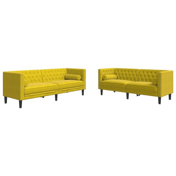 vidaXL Ensemble de canapé Chesterfield et traversins 2 Pièces velours