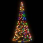 vidaXL Sapin de Noël sur mât de drapeau 200 LED colorées 180 cm