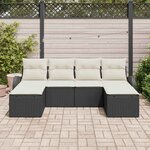 vidaXL Ensemble de canapé de jardin 6 Pièces Noir Poly Rattan