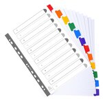 Intercalaires carte blanche 160g avec onglets couleurs renforcés - 12 positions  A4  Blanc EXACOMPTA
