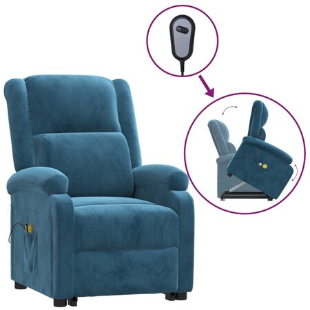 vidaXL Fauteuil de massage Bleu Velours