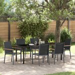 vidaXL Ensemble de salle à manger de jardin 7 pièces en textilène noir et acier