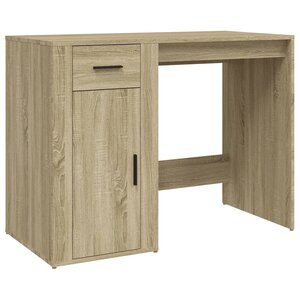 Bureau table poste de travail meuble d'ordinateur informatique étude chêne sonoma 100 x 49 x 75 cm bois d'ingénierie brun 02_0023630