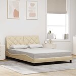 vidaXL Cadre de lit avec LED sans matelas crème 140x190 cm tissu