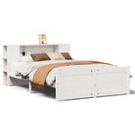 vidaXL Lit bibliothèque sans matelas blanc 135x190 cm bois pin massif
