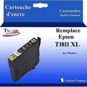 T3AZUR- Cartouche Compatible avec Epson 18XL 18 XL remplace Epson Expression Home XP-102  XP-202  XP-205  XP-212  XP-215 Noire
