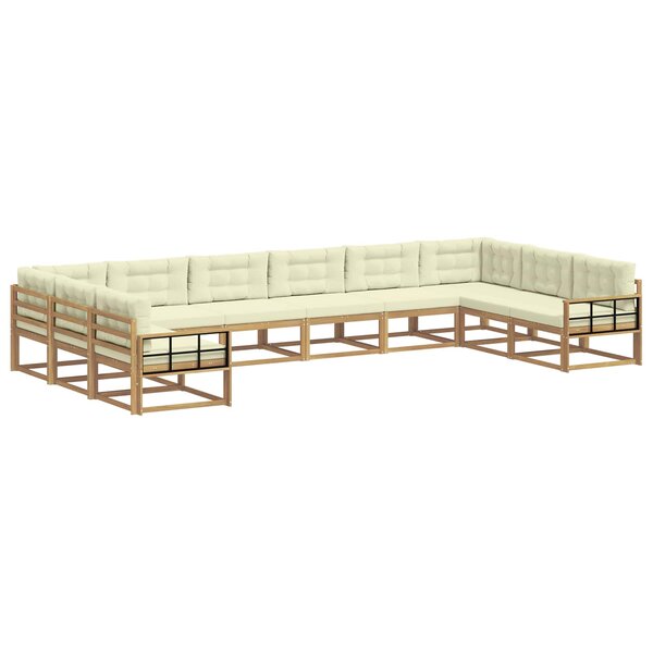 vidaXL Ensemble de canapés d'extérieur 10 Pièces Blanc et crème