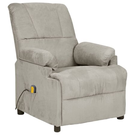 vidaXL Fauteuil de massage Gris clair Similicuir daim