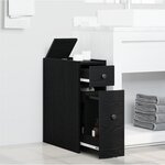 vidaXL Armoire de salle de bain étroite avec roulettes en chêne noir et bois aggloméré