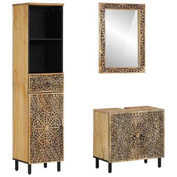 vidaXL Ensemble de meubles de salle de bain 3 Pièces bois manguier massif