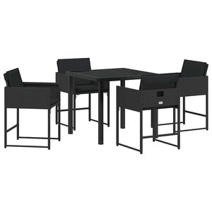 vidaXL Ensemble de salle à manger pour jardin 5 Pièces Noir polyrotin
