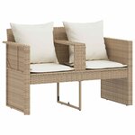 vidaXL Canapé de jardin 8 Pièces Beige et blanc crème polyrotin