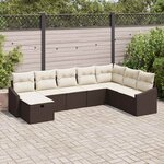 vidaXL Ensemble de canapé de jardin 8 Pièces Marron Poly rotin