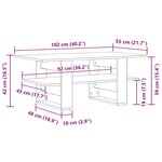 vidaXL Table basse vieux bois 102x55x42 cm bois d'ingénierie