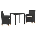 vidaXL Set de jardin 3 pièces avec des coussins en poly rattan noir.