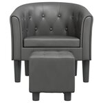 vidaXL Chaise cabriolet avec repose-pied gris similicuir