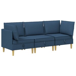 vidaXL Canapé modulaire avec rangement 3 Pièces Bleu Tissu