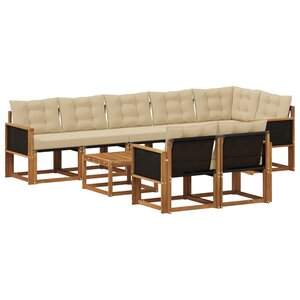 vidaXL Ensemble de canapés d'extérieur 9 Pièces Naturel et Beige