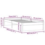 vidaXL Cadre de lit sans matelas marron miel bois massif 75x190 cm
