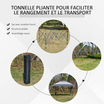 Tonnelle barnum de jardin pop-up pliant 3 96l x 3 96l x 2 68h m acier polyester sac transport à roulettes gris