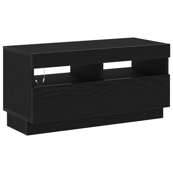 Meuble TV vidaXL avec des lumières LED chêne noir 80x35x40 cm en bois d'ingénierie
