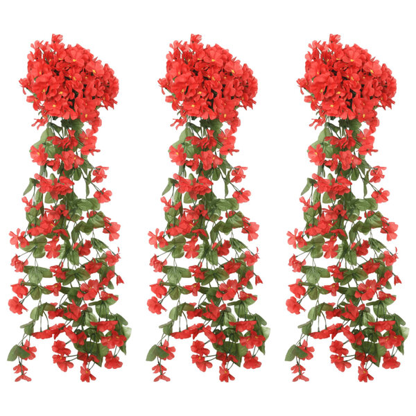 vidaXL Guirlandes de fleurs de Noël 3 Pièces rouge 85 cm