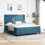 vidaXL Lit à ressort LED avec matelas Bleu foncé 180 x 200 cm tissu