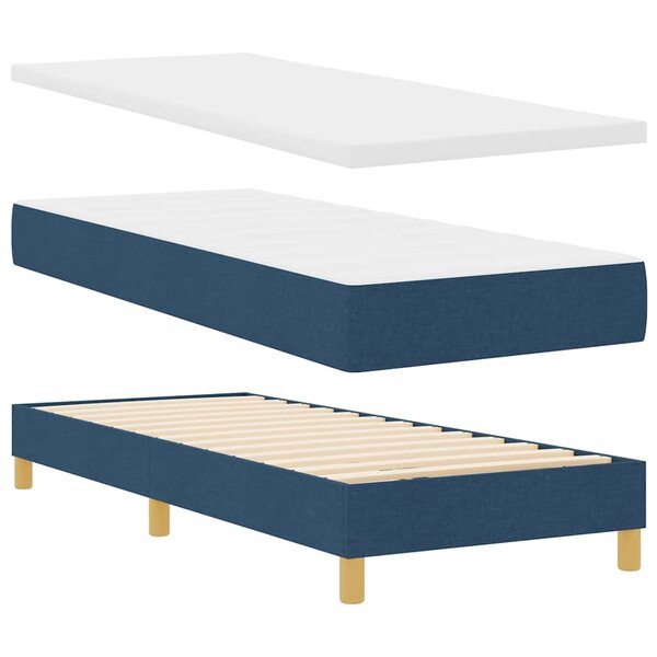 vidaXL Lit à Ressorts avec matelas Bleu 80 x 200 cm tissu