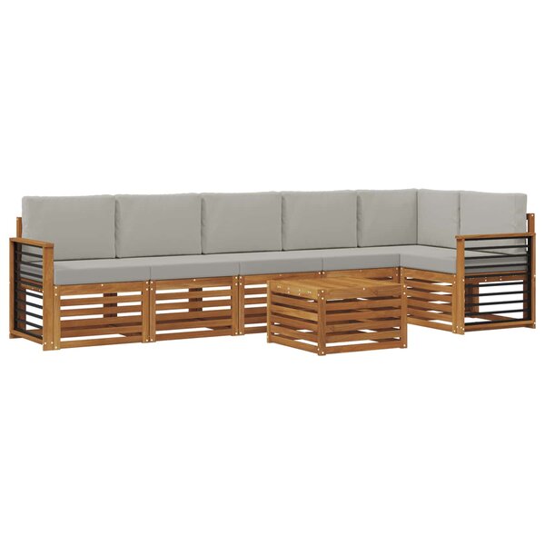 vidaXL Ensemble de canapés d'extérieur 7 pc Gris Naturel et Clair