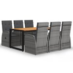vidaXL Ensemble de salle à manger de jardin 7 Pièces Gris
