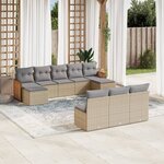 vidaXL Salon de jardin avec coussins 10 Pièces beige résine tressée