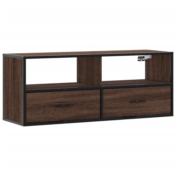 vidaXL Meuble TV chêne marron 100x31x39 5cm bois d'ingénierie et métal