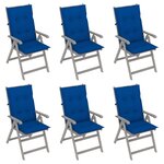 vidaXL Chaises inclinables de jardin 6 Pièces avec coussins Bois d'acacia