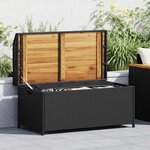 vidaXL Banc de rangement noir résine tressée et bois d'acacia