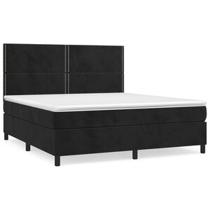 vidaXL Sommier à lattes de lit avec matelas Noir 180x200 cm Velours
