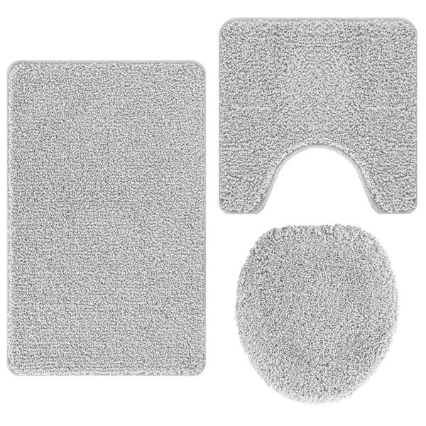 vidaXL Ensemble de tapis de bain antidérapants 3 Pièces Gris PP