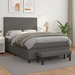 vidaXL Sommier à lattes de lit avec matelas Gris 140x200 cm Similicuir