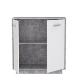 Petit buffet - Meuble de rangement 2 portes - Blanc et béton clair - 82 9 x 34 2 x 88 1 cm
