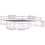 vidaXL Cadre de lit Noir 135x190 cm Double Bois massif