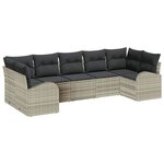 vidaXL Ensemble de canapé de jardin 7 Pièces Gris clair Poly rotin