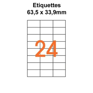 Étiquettes adhésives  pour timbres à imprimer 6,35 x 3,39 cm  (240 étiquettes) - blanc - 10 feuilles  -t3azur