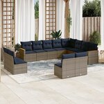vidaXL Salon de jardin avec coussins 12 Pièces gris résine tressée