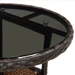 vidaXL Ensemble à manger de jardin et coussins 3Pièces marron rotin verre