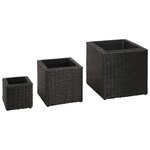vidaXL Lits surélevés de jardin 3 Pièces Résine tressée Noir